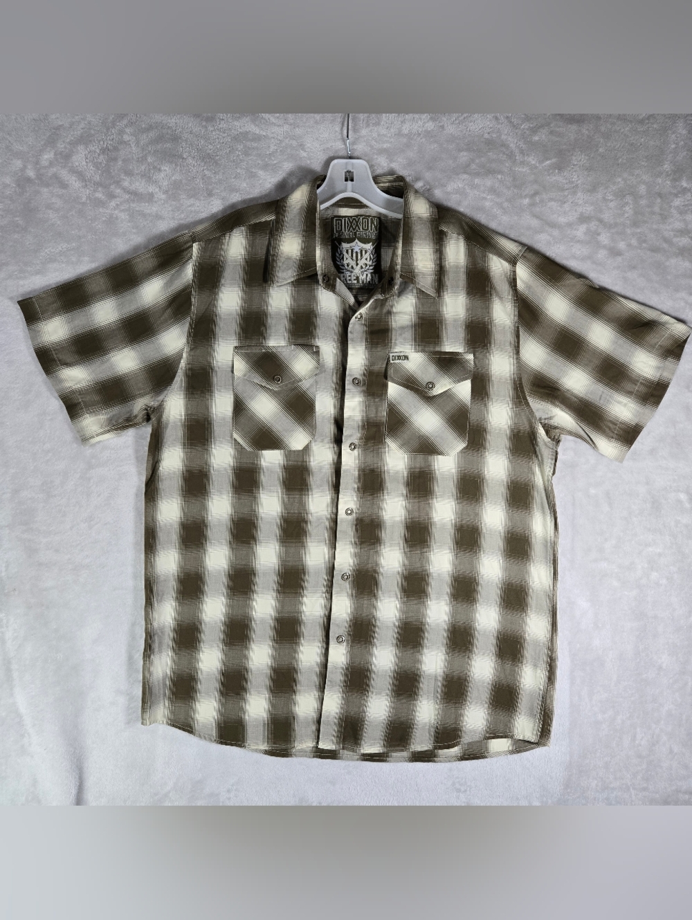 Dixxon Flannel Free Man Snap Up Shirt Mens L Large Bamboo Short Sleeve Brown
